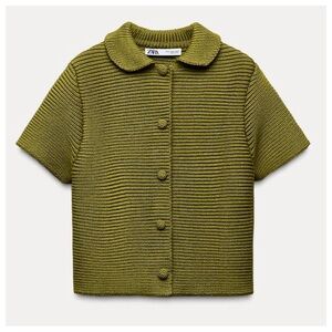 Zara Olive Green Short Sleeve Cardigan